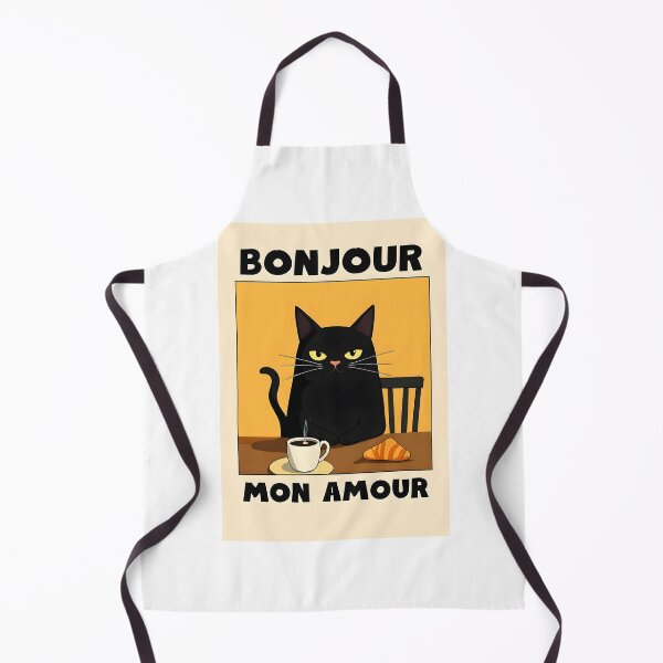 Item preview, Black Cat Breakfast Art Poster - Bonjour Mon Amour designed and sold by SampleRoulette.