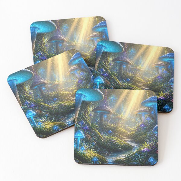 Item preview, Enchanted Forest With Glowing Blue Mushrooms designed and sold by ThatSurreyLife.