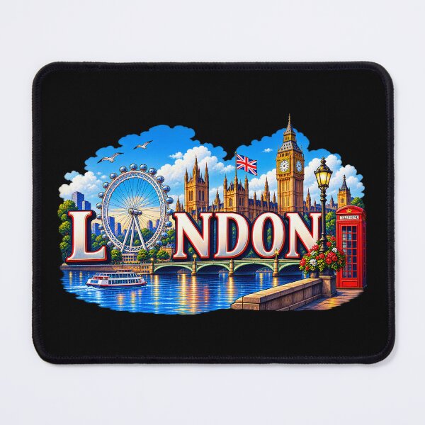 Item preview, London England Landmarks – Big Ben & London Eye Skyline designed and sold by SVALANART.