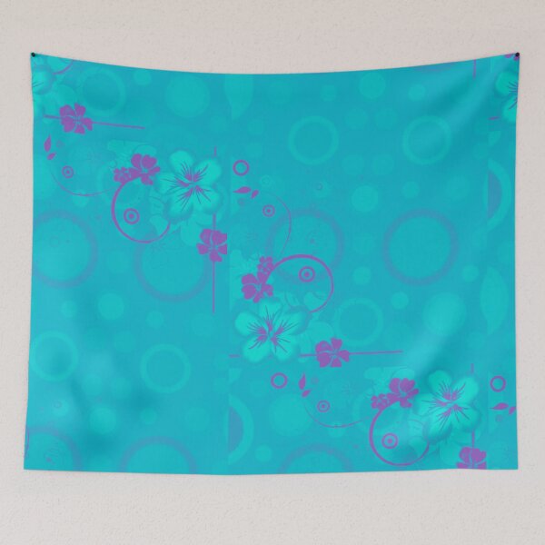 Item preview, Y2K Frutiger Metro Turquoise Hibiscus - Cyber Tropic Aesthetic designed and sold by BrontesWhimsyStore.