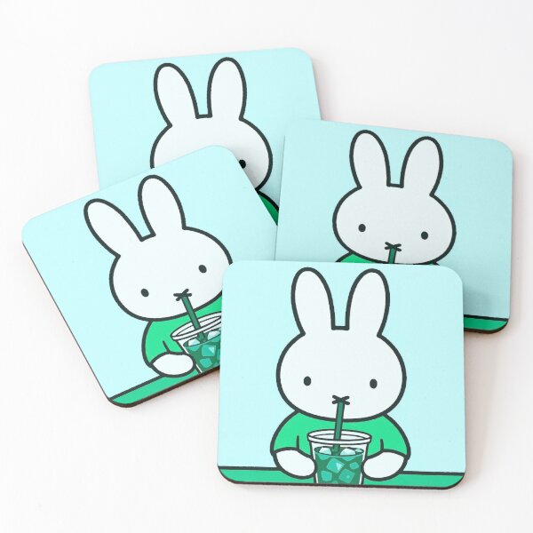 Item preview, Green Themed iced coffee bunny designed and sold by Cozy Moss Studio.