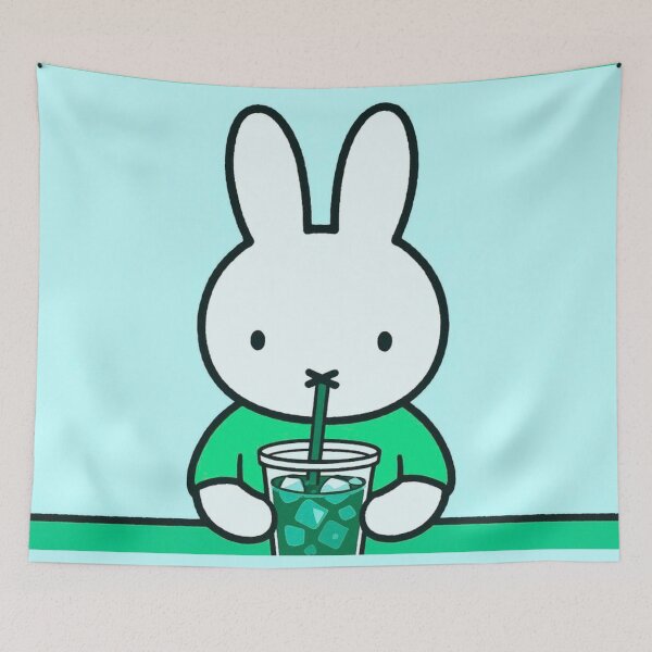 Item preview, Green Themed iced coffee bunny designed and sold by Cozy Moss Studio.