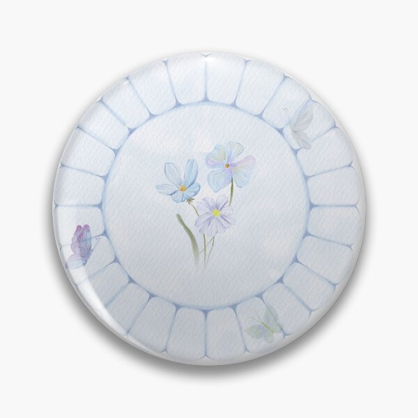 Item preview, Soft Blue Watercolor Plate with Pastel Flowers and Butterflies designed and sold by Sagi Jane Art.