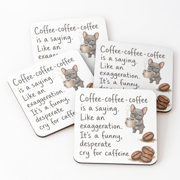 Item preview, Sleepy French Bulldog and Coffee Beans Caffeine Quote Art designed and sold by ArtisticDesignsbyLinda.