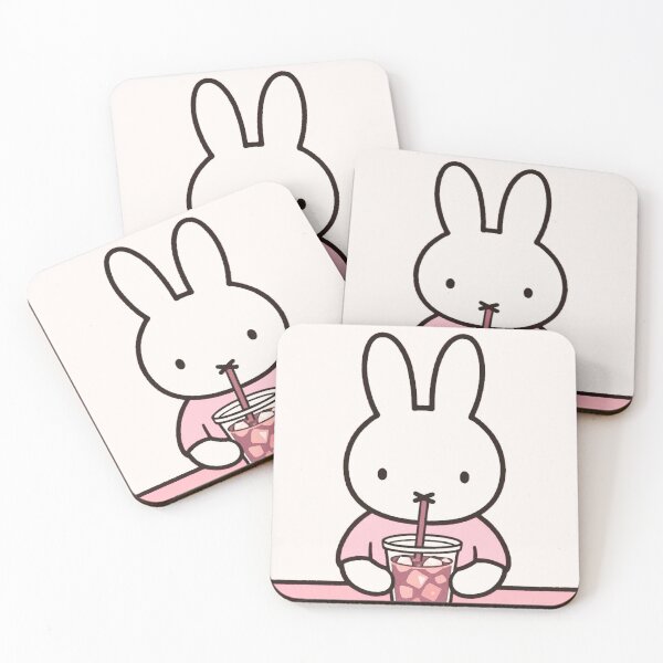 Item preview, Pink Themed iced coffee bunny designed and sold by Cozy Moss Studio.