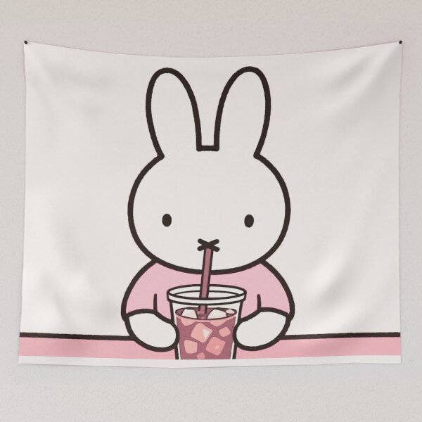 Item preview, Pink Themed iced coffee bunny designed and sold by Cozy Moss Studio.