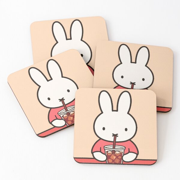 Item preview, Red Themed iced coffee bunny designed and sold by Cozy Moss Studio.