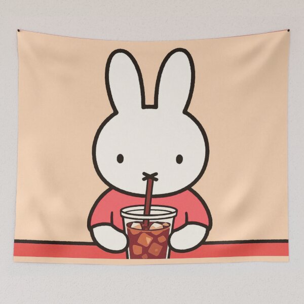 Item preview, Red Themed iced coffee bunny designed and sold by Cozy Moss Studio.