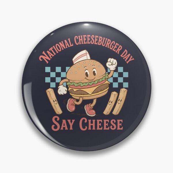 Artikelvorschau, Nationaler Cheeseburger-Tag – Niedlicher Retro-Cartoon entworfen und verkauft von HowToCanadian.