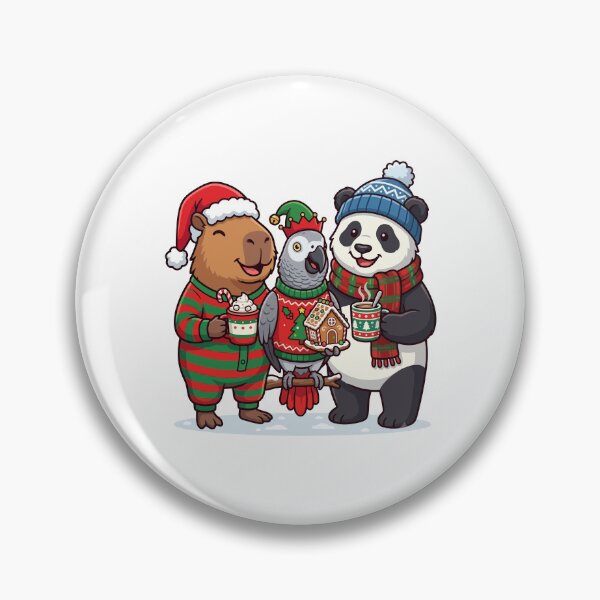 Item preview, Cute Cozy Christmas Animals Capybara Panda Parrot designed and sold by Steele-Art.