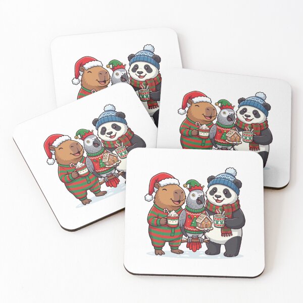 Item preview, Cute Cozy Christmas Animals Capybara Panda Parrot designed and sold by Steele-Art.
