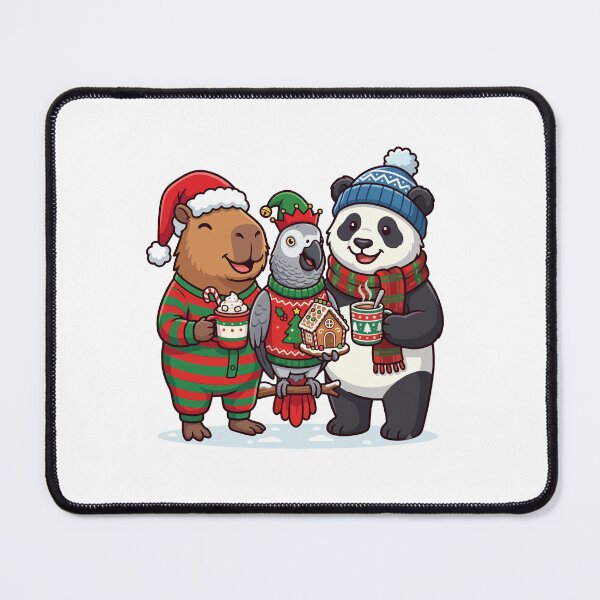 Item preview, Cute Cozy Christmas Animals Capybara Panda Parrot designed and sold by Steele-Art.