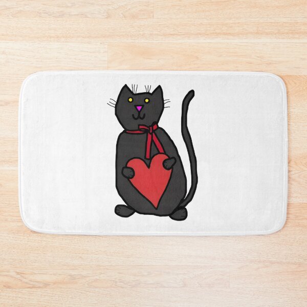 Item preview, Cute Black Cat Heart Love Animal Drawing designed and sold by OlyvieArt.