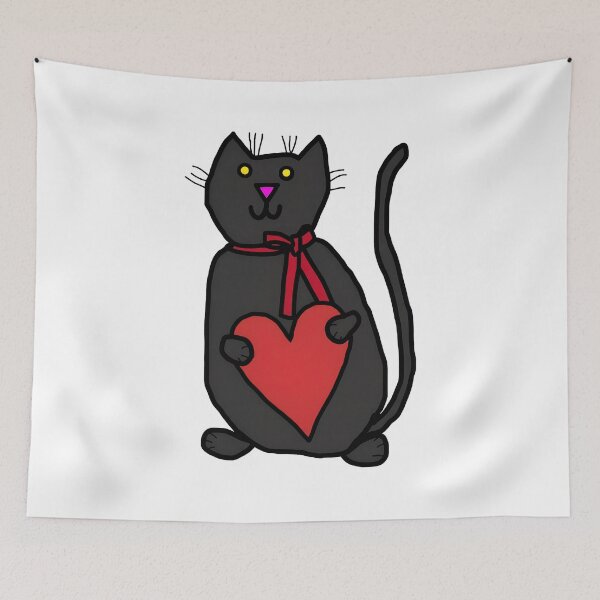 Item preview, Cute Black Cat Heart Love Animal Drawing designed and sold by OlyvieArt.