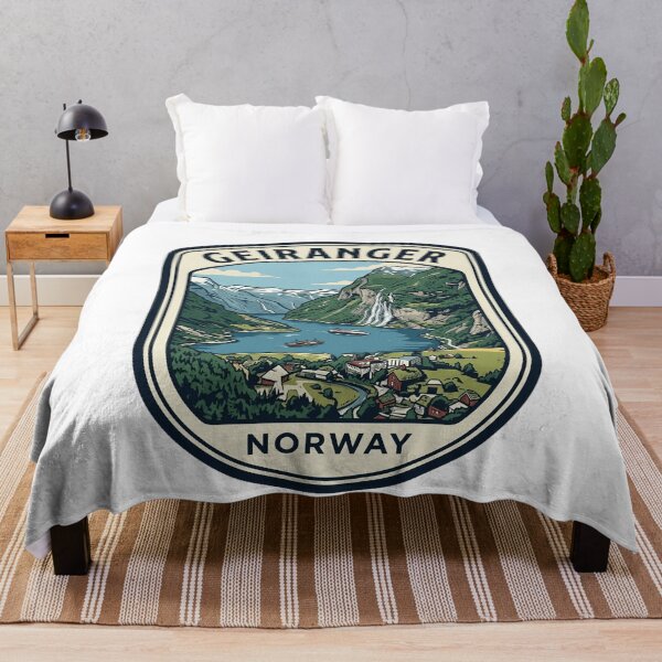 Item preview, Geiranger Norway Fjord Vintage Travel Badge designed and sold by k3rstman1.