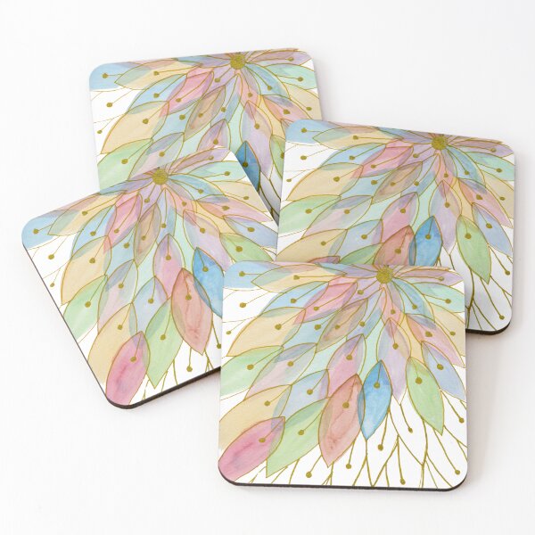 Item preview, Pastel Botanical Bloom: Gold Line Watercolour Art designed and sold by ArithraStudio.