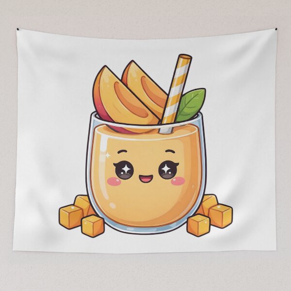 Item preview, Cute Kawaii Mango Smoothie Café Sticker designed and sold by ChibiPCStudio.