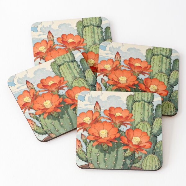 Item preview, Blooming Desert Cactus - Vintage Japanese Botanical Art Print designed and sold by Billy Morfo™.