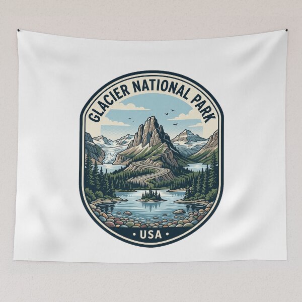 Item preview, Glacier National Park Montana Vintage Travel Emblem designed and sold by k3rstman1.