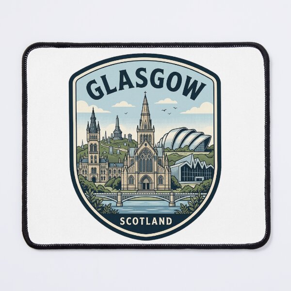 Item preview, Glasgow Scotland Retro Skyline Travel Badge designed and sold by k3rstman1.