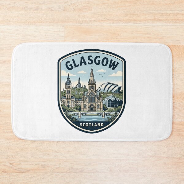 Item preview, Glasgow Scotland Retro Skyline Travel Badge designed and sold by k3rstman1.