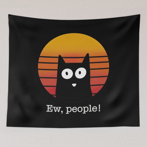 Item preview, Ew, People! Black Cat Retro Sunset designed and sold by OlyvieArt.