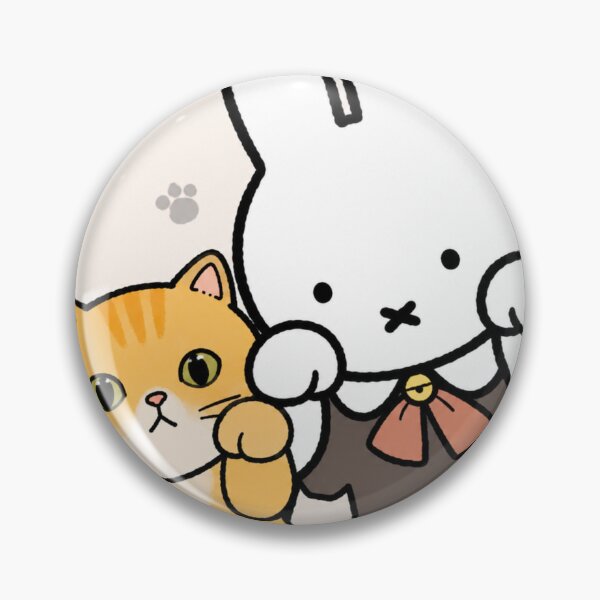 Item preview, Cute Bunny and Orange Tabby Cat Paws Up - Miffy Inspired designed and sold by Cozy Moss Studio.