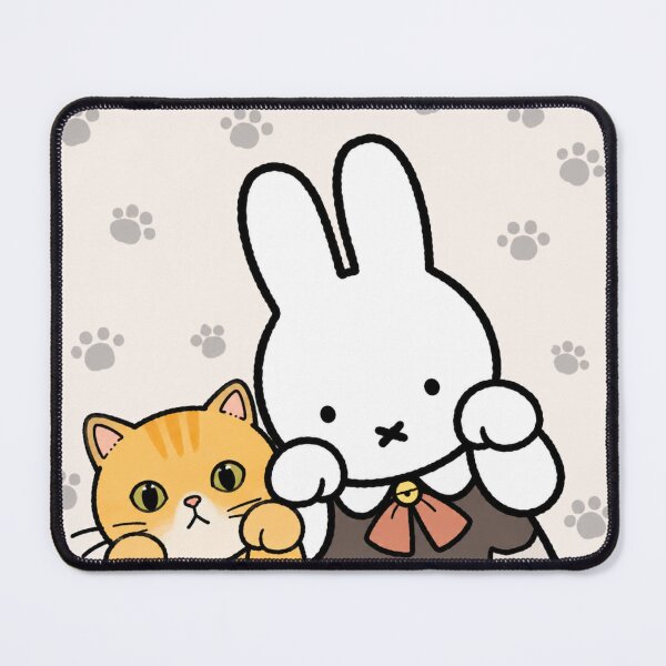 Item preview, Cute Bunny and Orange Tabby Cat Paws Up - Miffy Inspired designed and sold by Cozy Moss Studio.