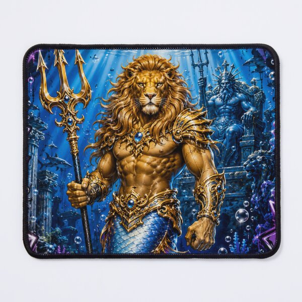 Item preview, Lion Merman – Neptune’s Ocean Guardian | 90s Airbrush Fantasy designed and sold by Kilian Luc.