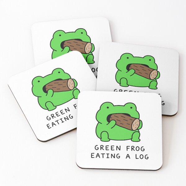 Artikelvorschau, Grüner Frosch frisst einen Baumstamm – Lustiges Frosch-Meme entworfen und verkauft von MonkiFlipp.