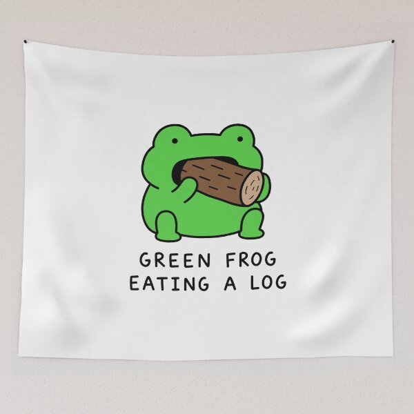 Artikelvorschau, Grüner Frosch frisst einen Baumstamm – Lustiges Frosch-Meme entworfen und verkauft von MonkiFlipp.