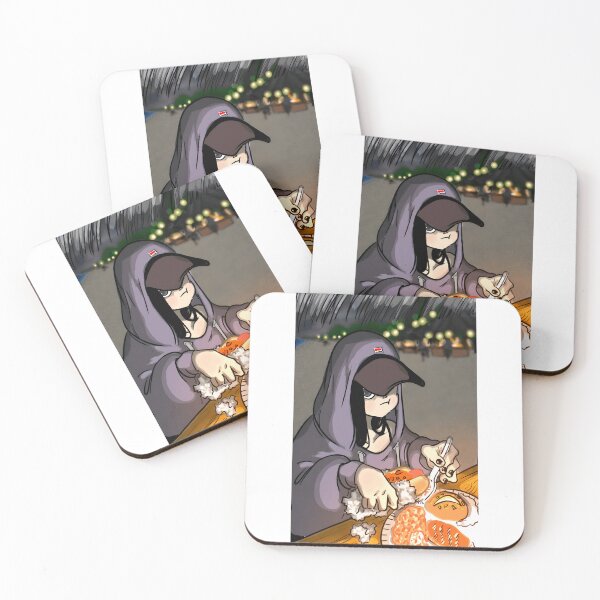 Item preview, Casual Character Eating at Beach Night designed and sold by Catsi-Nook-Art.