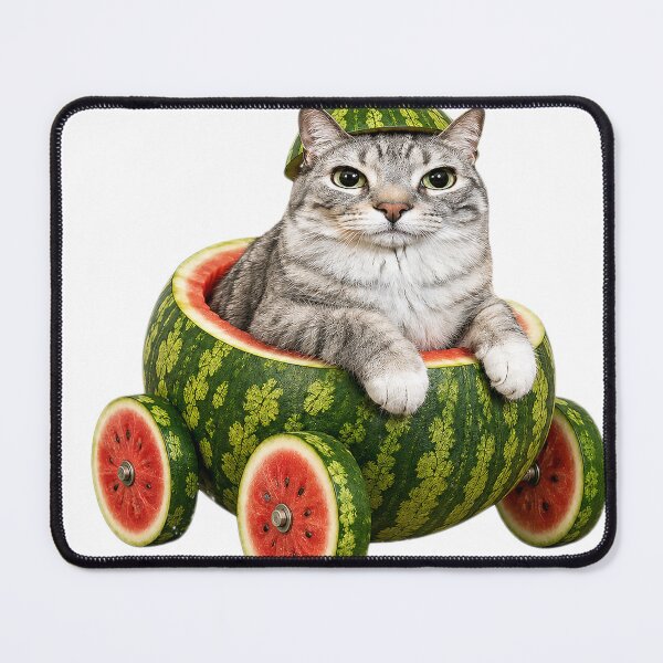 Item preview, Cute Watermelon Cat Riding a Fruit Cart – Funny Summer Cat Design designed and sold by KbadDaviNCe.