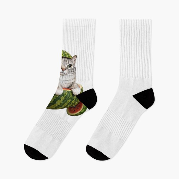 Item preview, Cute Watermelon Cat Riding a Fruit Cart – Funny Summer Cat Design designed and sold by KbadDaviNCe.