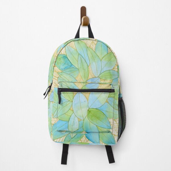 Item preview, Blue Green Watercolour Leaves: Gold Botanical Pattern designed and sold by ArithraStudio.