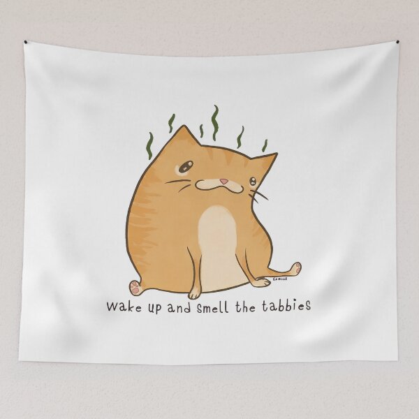 Item preview, Smelly Tabby Cat "Wake Up And Smell The Tabbies" Art designed and sold by OlyvieArt.