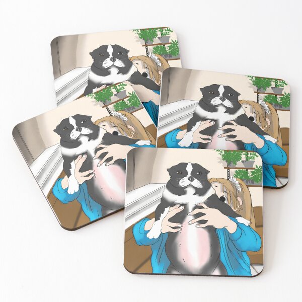 Item preview, Person Holding a Black and White Dog Indoors designed and sold by Catsi-Nook-Art.