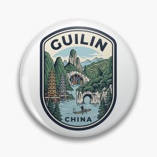 Item preview, Guilin China Karst Mountains Vintage Travel Badge designed and sold by k3rstman1.