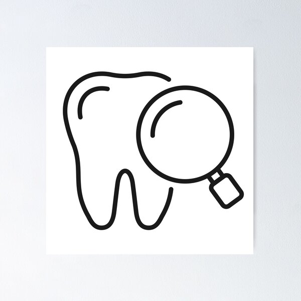 Artikelvorschau, Dental Tooth Magnifying Glass Line Icon entworfen und verkauft von VectorForge Studio.