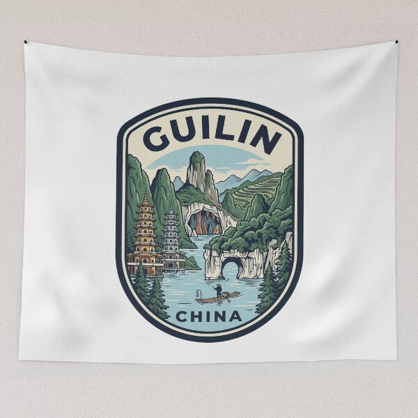 Item preview, Guilin China Karst Mountains Vintage Travel Badge designed and sold by k3rstman1.