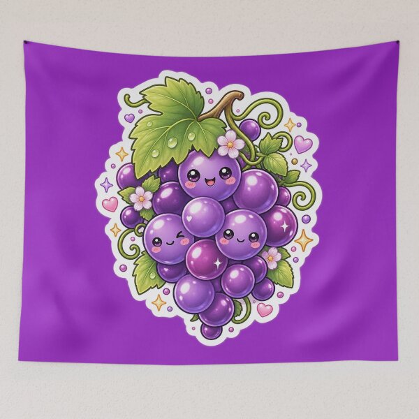 Item preview, Cute Kawaii Purple Grapes Sticker designed and sold by Christiana-Art.