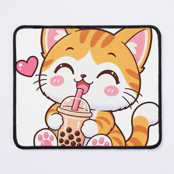 Item preview, Cute Orange Tabby Cat Drinking Bubble Tea – Kawaii Boba Kitten Sticker designed and sold by ghatwalsachin.