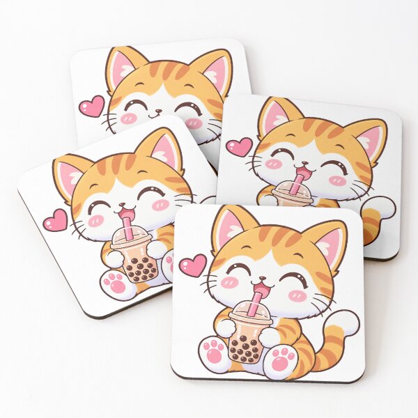 Item preview, Cute Orange Tabby Cat Drinking Bubble Tea – Kawaii Boba Kitten Sticker designed and sold by ghatwalsachin.