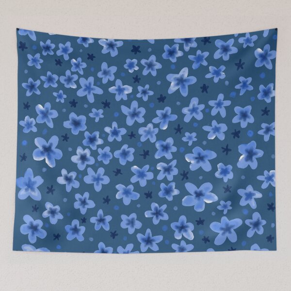 Item preview, Dark Blue Watercolor Wildflower Pattern designed and sold by JulesGoyco.
