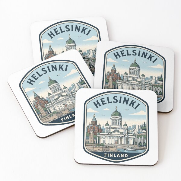 Item preview, Helsinki, Finlandia. Insignia de viaje retro con el horizonte de la ciudad. designed and sold by k3rstman1.
