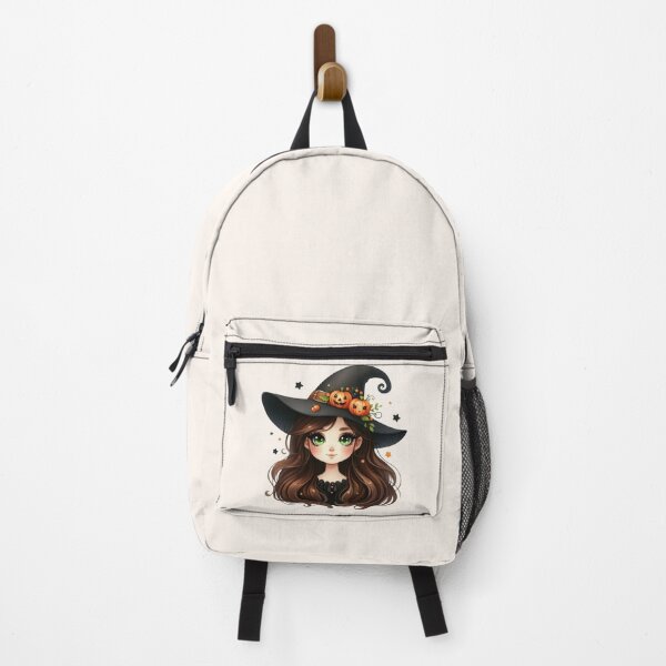 Item preview, Cute Halloween Witch Girl with Brown Hair and Pumpkin Hat designed and sold by SweetLilith.