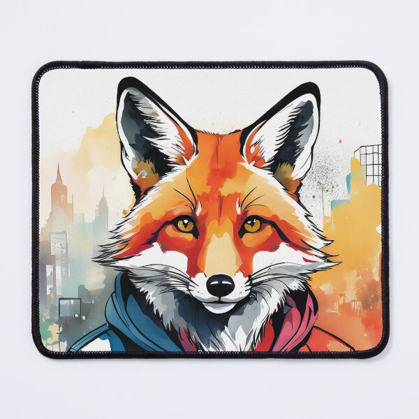 Item preview, colourful urban fox in city streetware designed and sold by alcame-photo.