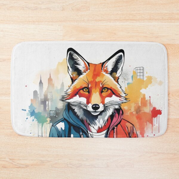 Item preview, colourful urban fox in city streetware designed and sold by alcame-photo.