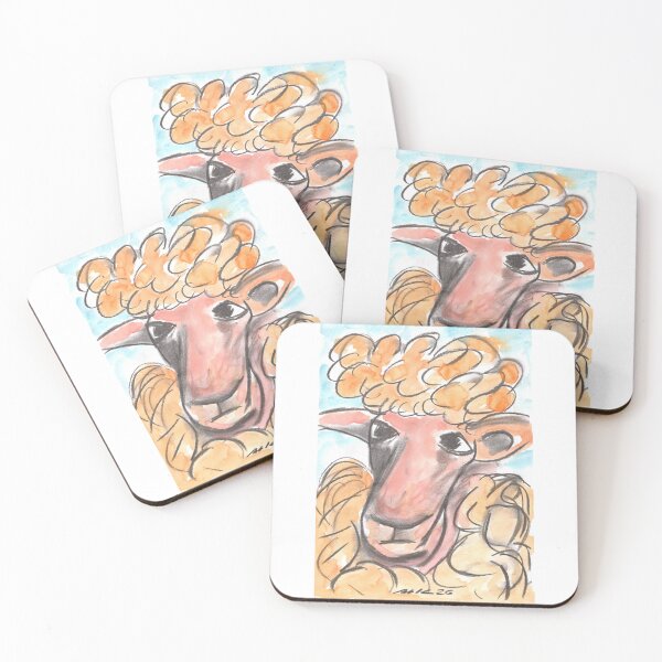 Item preview, Sheep with Mini Plie, Charcoal & Yellow Watercolour designed and sold by Anke‘s Bazaar.