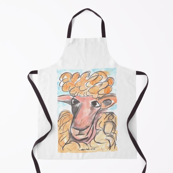 Item preview, Sheep with Mini Plie, Charcoal & Yellow Watercolour designed and sold by Anke‘s Bazaar.